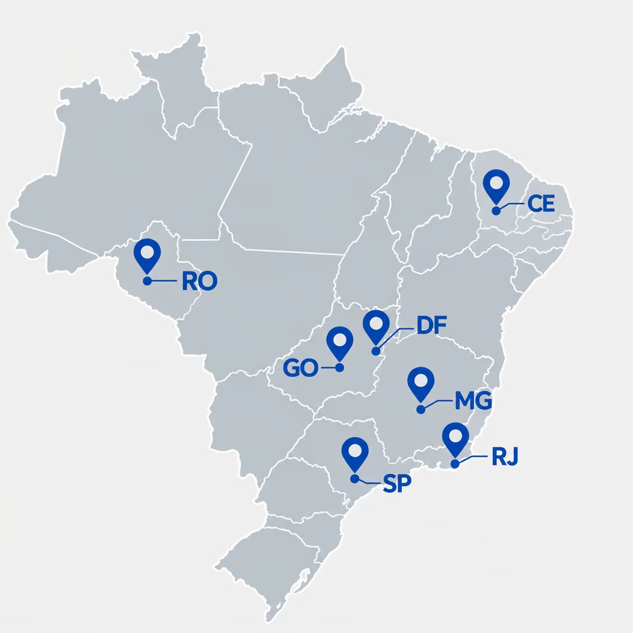 Mapa de atuação da Aditar Engenharia em Goiás